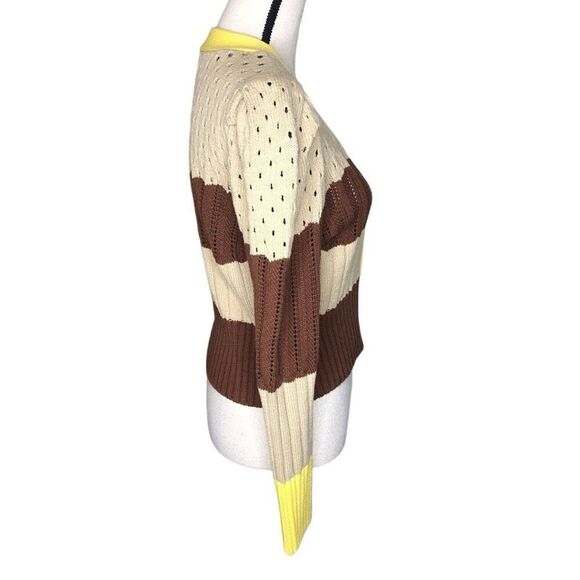 Calligraphie Mixed Stitch Puff Slv Light Academia, Elevated Indie Cropped Swtr S - Picture 5 of 13